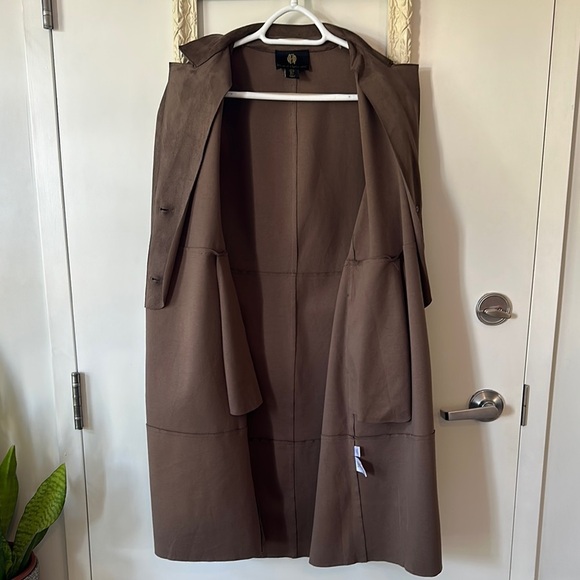 HOUSE OF HARLOW 1960 | Faux Leather Suede Two Breast Button Trench Coat - Picture 9 of 10